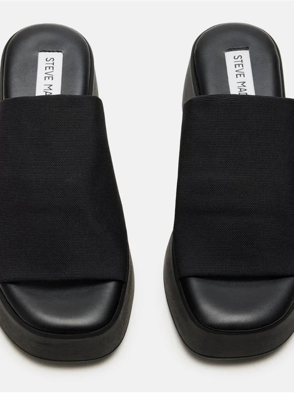 Steve Madden Black Platform Slide Mules